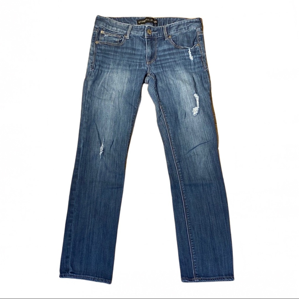 Express Skinny Stella Low Rise distressed jeans in medium wash size 6S - Picture 15 of 15